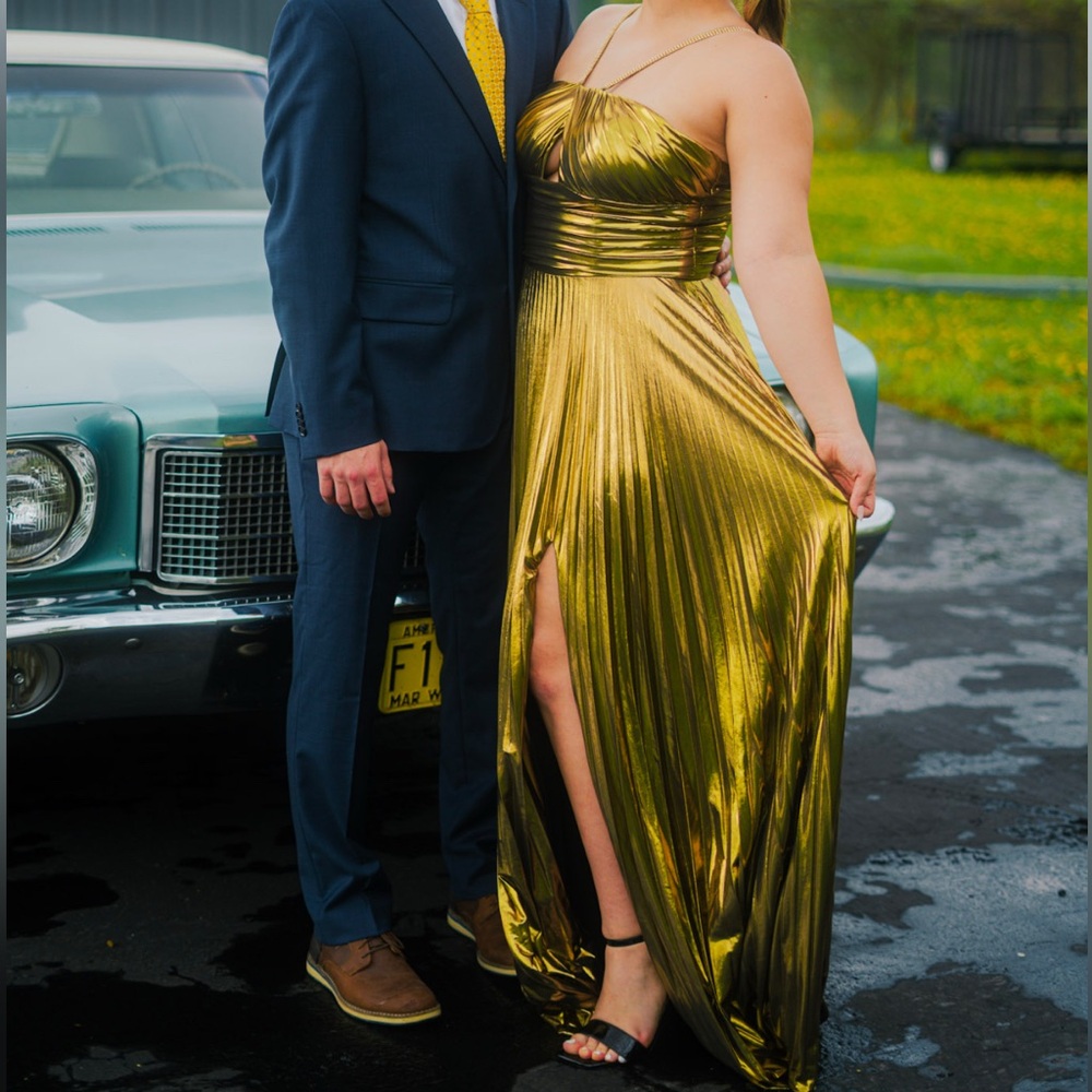Gold Halter Prom Dress